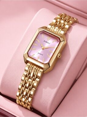 Women's Gold Watch with Pink Dial